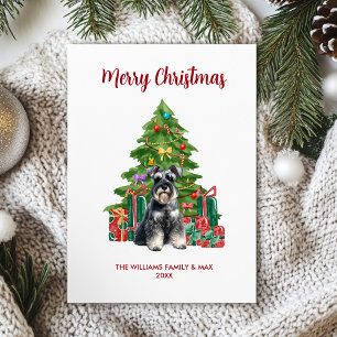 Cartão De Festividades Feliz Natal da Família de Cachorros Schnauzer
