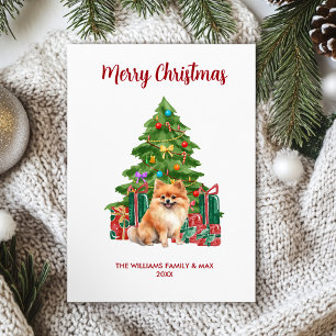 Cartão De Festividades Feliz Natal da Família de Cães Pomeraniana