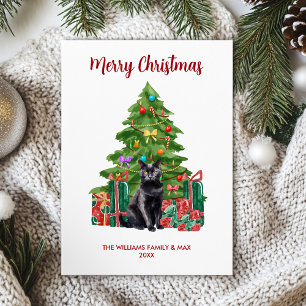 Cartão De Festividades Feliz Natal da Família de Gatos Negros de Bomba