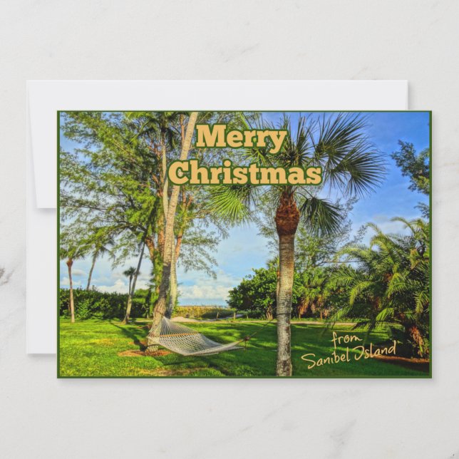 Cartão De Festividades Feliz Natal da Ilha Sunny Sanibel, Flórida (Frente)