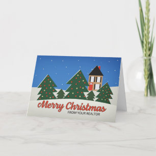 Cartão De Festividades Feliz Natal Da Imobiliária Árvores Decoradas Com 