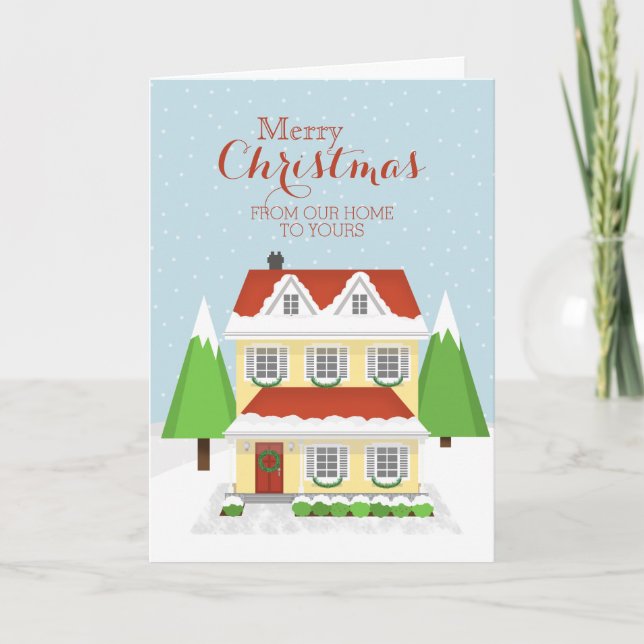 Cartão De Festividades Feliz Natal da nossa casa para a sua (Frente)