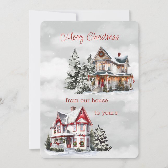 Cartão De Festividades Feliz Natal Da Nossa Casa Para O Seu Vitoriano (Frente)