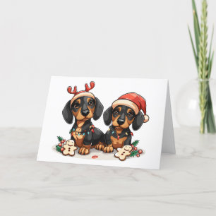 Cartão De Festividades Feliz Natal Dachshund Dogs