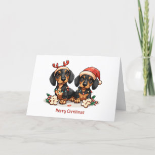 Cartão De Festividades Feliz Natal Dachshund Dogs
