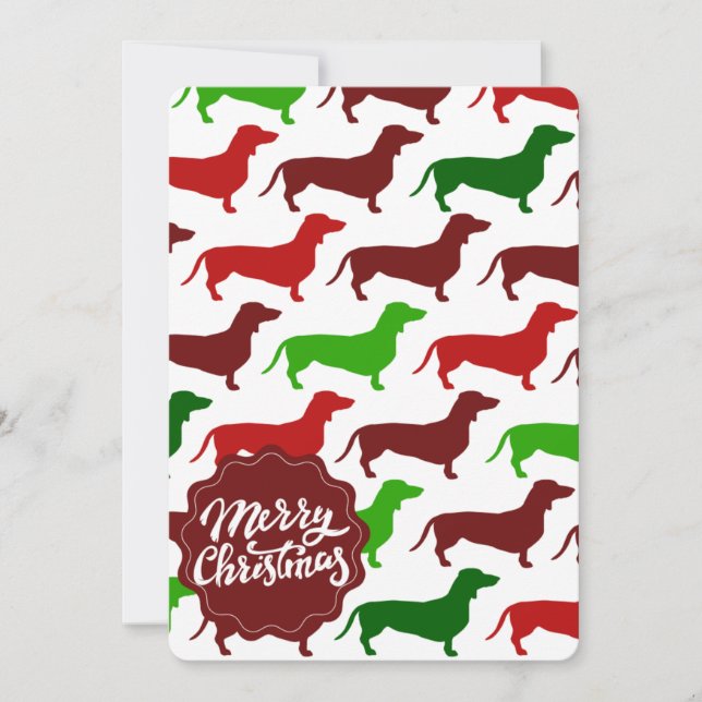 Cartão De Festividades Feliz Natal Dachshund Wiener Dog Patterno (Frente)
