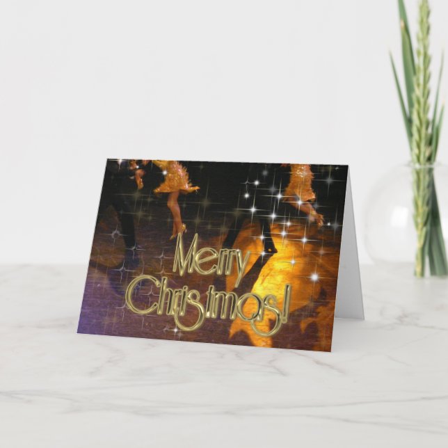 Cartão De Festividades Feliz Natal Dançarinos PERSONALIZADOS (Frente)