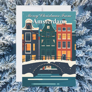 Cartão De Festividades Feliz Natal das Casas do Canal de Amsterdã