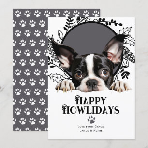 Cartão De Festividades Feliz Natal de Boston Terrier Dog