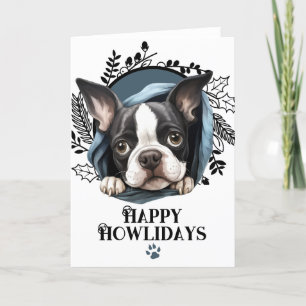 Cartão De Festividades Feliz Natal de Boston Terrier Dog