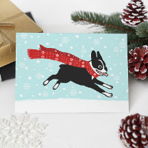 Feliz Natal de Boston Terrier Winter