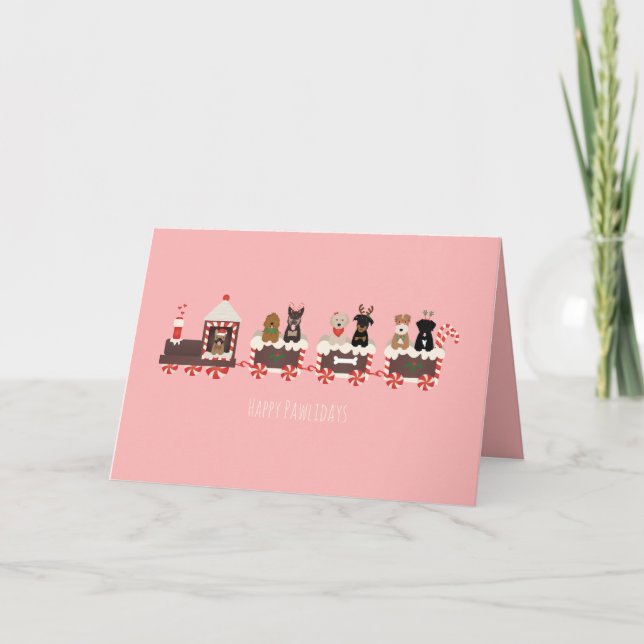 Cartão De Festividades Feliz Natal de Cachorro Comboio (Frente)