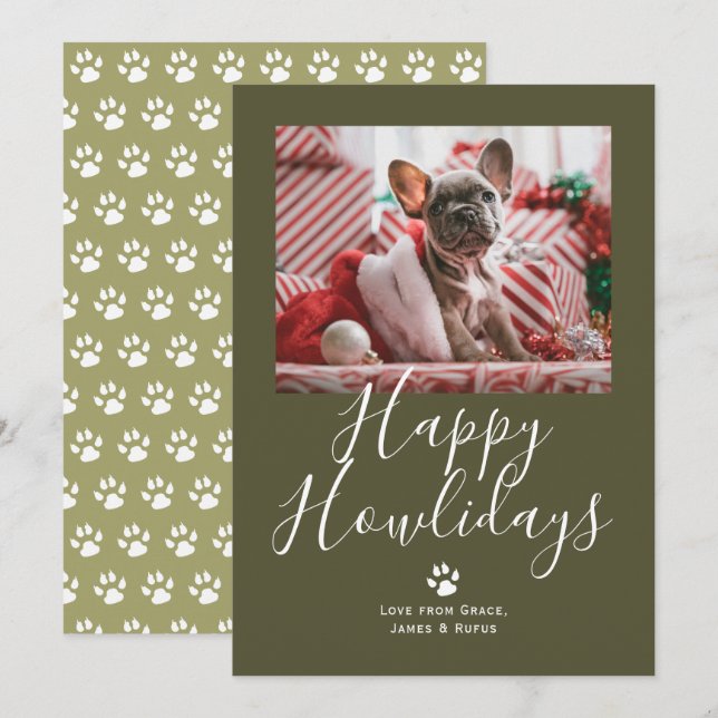 Cartão De Festividades Feliz Natal de Cachorro de Pet (Frente/Verso)