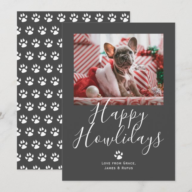 Cartão De Festividades Feliz Natal de Cachorro de Pet (Frente/Verso)