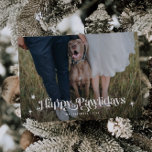 Cartão De Festividades Feliz Natal de Cachorro Horizontal<br><div class="desc">Cartão modelo de foto de Natal retrô e caprichoso para donos de cães e gatos com uma fonte retrô no topo que diz "feliz pawlidays" com estrelas no topo da sua foto horizontal furbaby.</div>