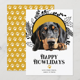 Cartão De Festividades Feliz Natal de Cachorro Negro Tan Coonhound