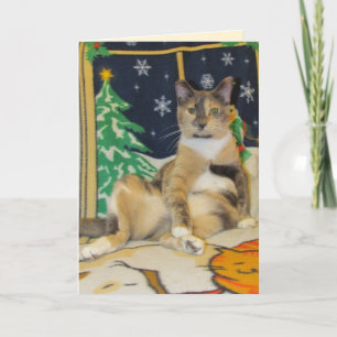 Cartão De Festividades Feliz Natal de Callie Muffin - Gato Engraçado