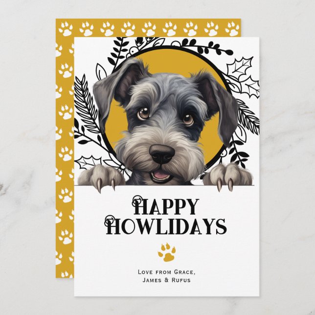 Cartão De Festividades Feliz Natal de Cesky Terrier (Frente/Verso)