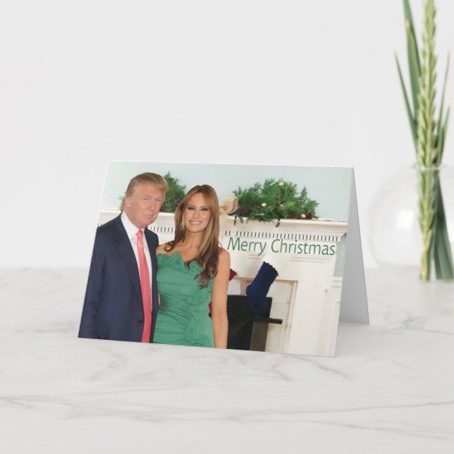 Cartão De Festividades Feliz Natal de Donald e Melania (Frente)