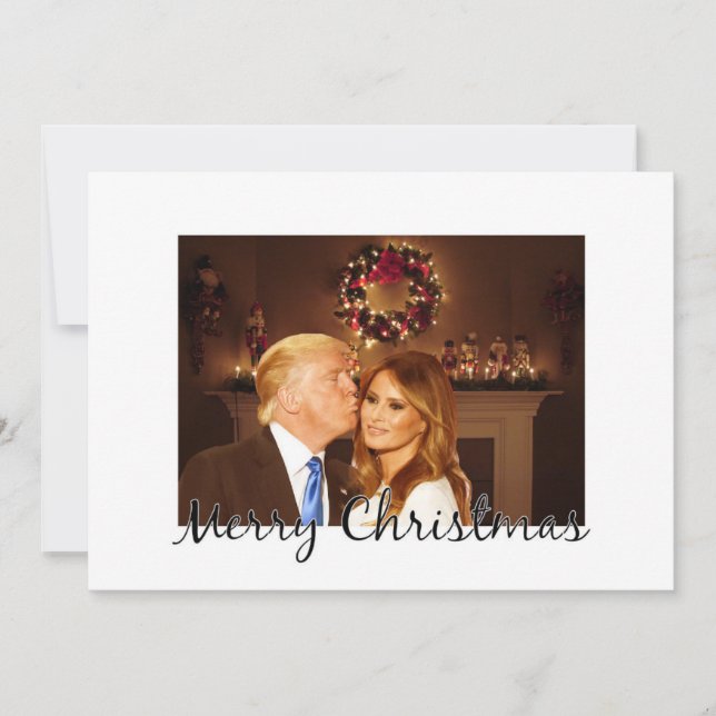 Cartão De Festividades Feliz Natal de Donald e Melania (Frente)