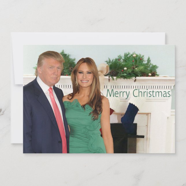 Cartão De Festividades Feliz Natal de Donald e Melania (Frente)