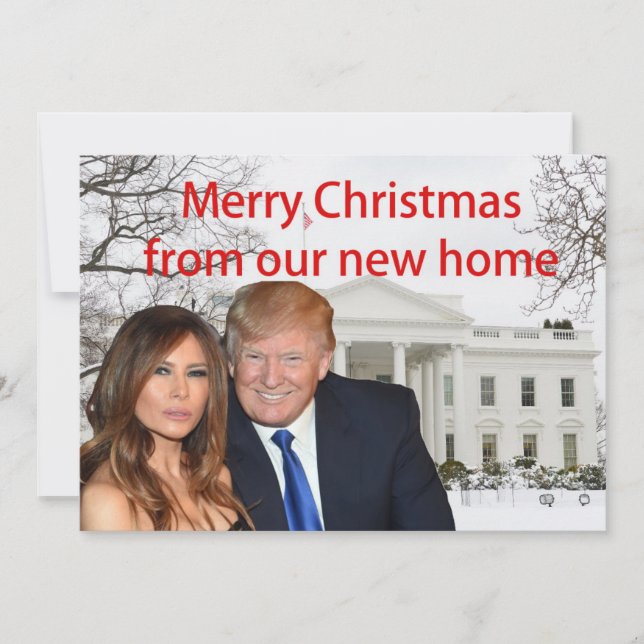 Cartão De Festividades Feliz Natal de Donald e Melania (Frente)