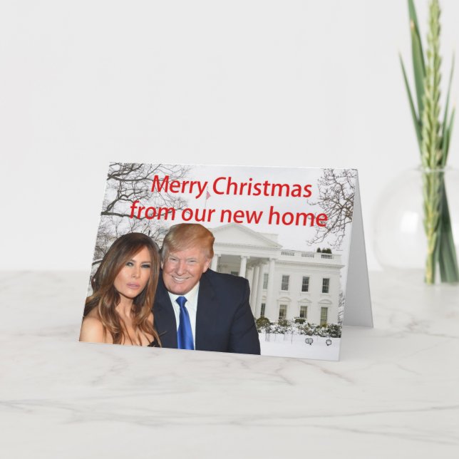 Cartão De Festividades Feliz Natal de Donald e Melania (Frente)