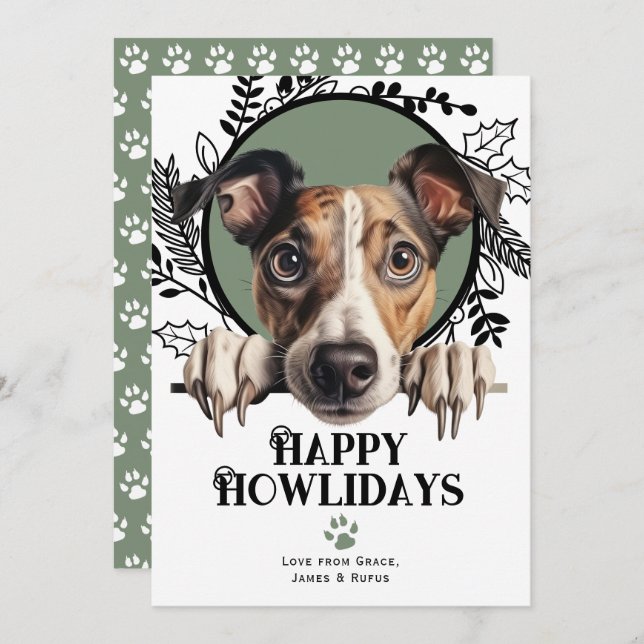 Cartão De Festividades Feliz Natal de Greyhound (Frente/Verso)