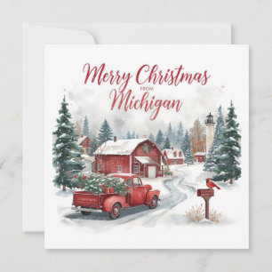 Cartão De Festividades Feliz Natal de Michigan – Inverno Aconchegante