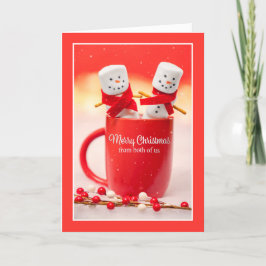 Cartão De Festividades Feliz Natal de Nós Dois Casal de Marshmallow