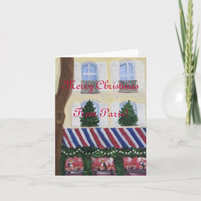 Cartão De Festividades Feliz Natal de Paris (Frente)