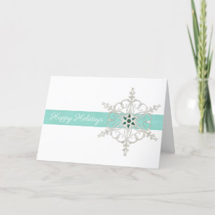 Cartão De Festividades Feliz Natal de Silver Blue Snowflake