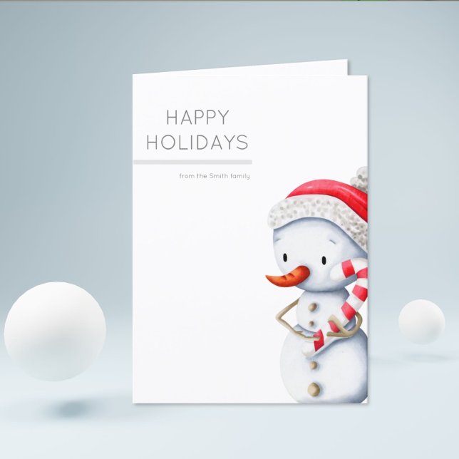 Cartão De Festividades Feliz Natal de Snowman no Natal da Família (Criador carregado)