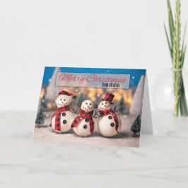 Cartão De Festividades Feliz Natal de Todos Nós Foto de Bonecos de Neve F