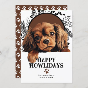 Cartão De Festividades Feliz Natal de Toy Spaniel em Inglês