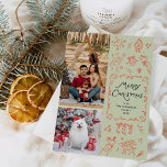 Cartão De Festividades Feliz Natal Desenho Ícones Vermelho Verde 2 Foto<br><div class="desc">Compartilhe seus desejos mais calorosos com este cartão personalizado de férias de 2 fotos. Apresentando uma cena de inverno aconchegante com emblema e verde, é a maneira perfeita de mostrar suas memórias familiares favoritas. **Notas: Imagem Superior - Foto Vertical preferida & para Imagem Inferior - Foto Horizontal Preferencial (Use a...</div>