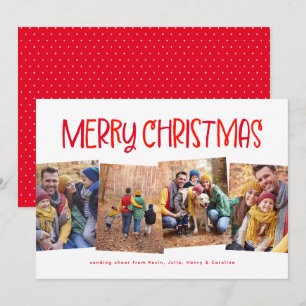 Cartão De Festividades Feliz Natal divertido vermelho quatro foto fofa