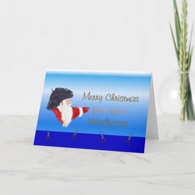 Cartão De Festividades Feliz Natal do cabeleireiro (Frente)