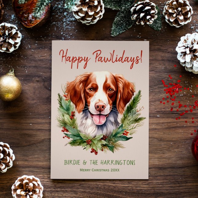 Cartão De Festividades Feliz Natal do Cachorro Brittany Spaniel (Criador carregado)