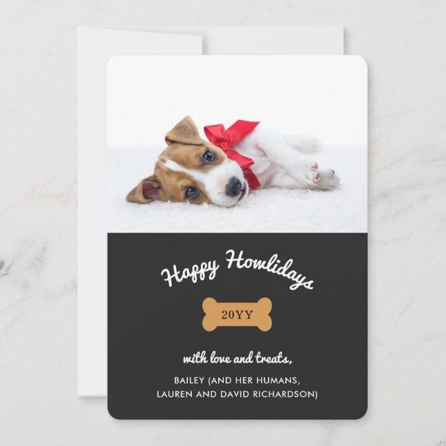 Cartão De Festividades Feliz Natal do Cão | Carvão com Foto (Frente)