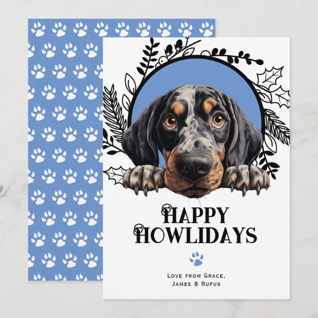 Cartão De Festividades Feliz Natal do Cão-de-Ferro Bluetick (Frente/Verso)