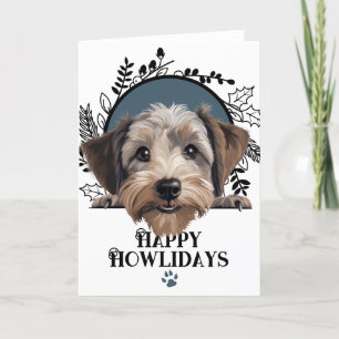 Cartão De Festividades Feliz Natal do Cão Terrier Dandie Dinmont
