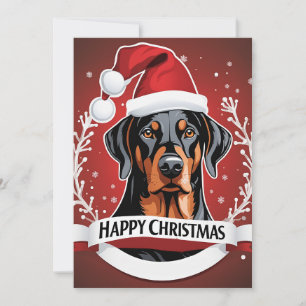 Cartão De Festividades Feliz Natal do Doberman Dog Personalizado