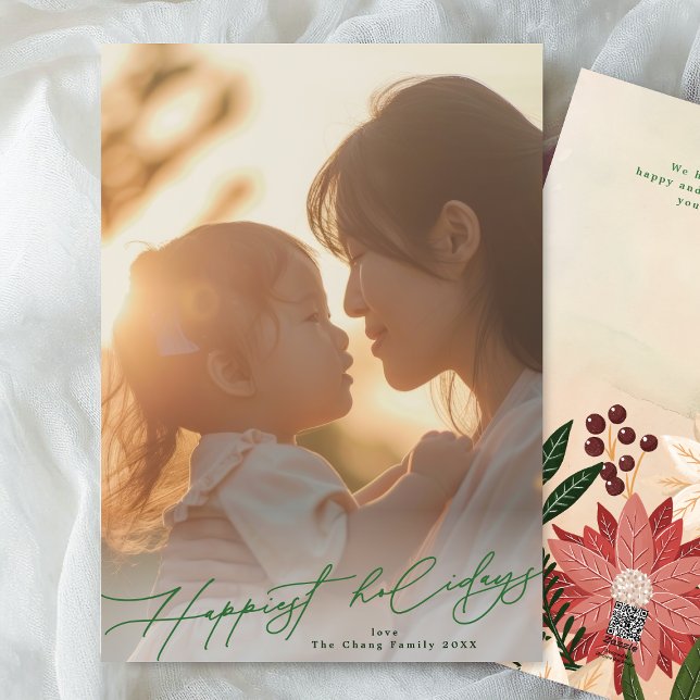 Cartão De Festividades Feliz Natal do Esplendor Elegante Verde (Criador carregado)