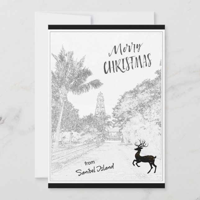Cartão De Festividades Feliz Natal do Farol da Ilha Sanibel FL (Frente)