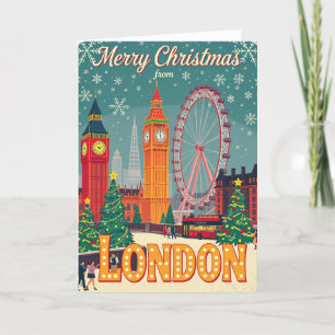Cartão De Festividades Feliz Natal do London Vintage Retro