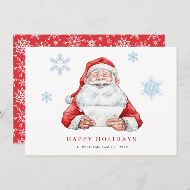 Cartão De Festividades Feliz Natal do Papai Noel (Frente/Verso)