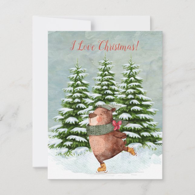 Cartão De Festividades Feliz Natal do Urso de Pato Feliz (Frente)