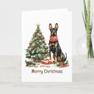 Cartão De Festividades Feliz Natal Dobermann Dogs