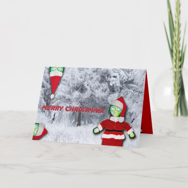 Cartão De Festividades Feliz Natal Dos aliens! (Frente)